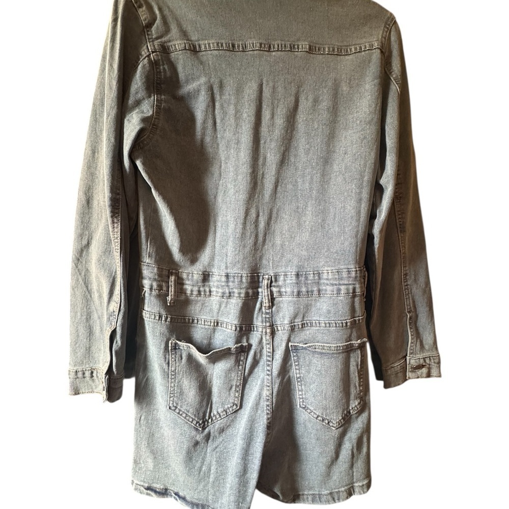 Denim Long Sleeve Romper - Picture 3 of 7